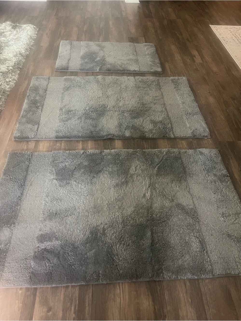 Martha Stewart Plush Gray Shag Bath Mat Set - Soft Gray Bathroom Rugs